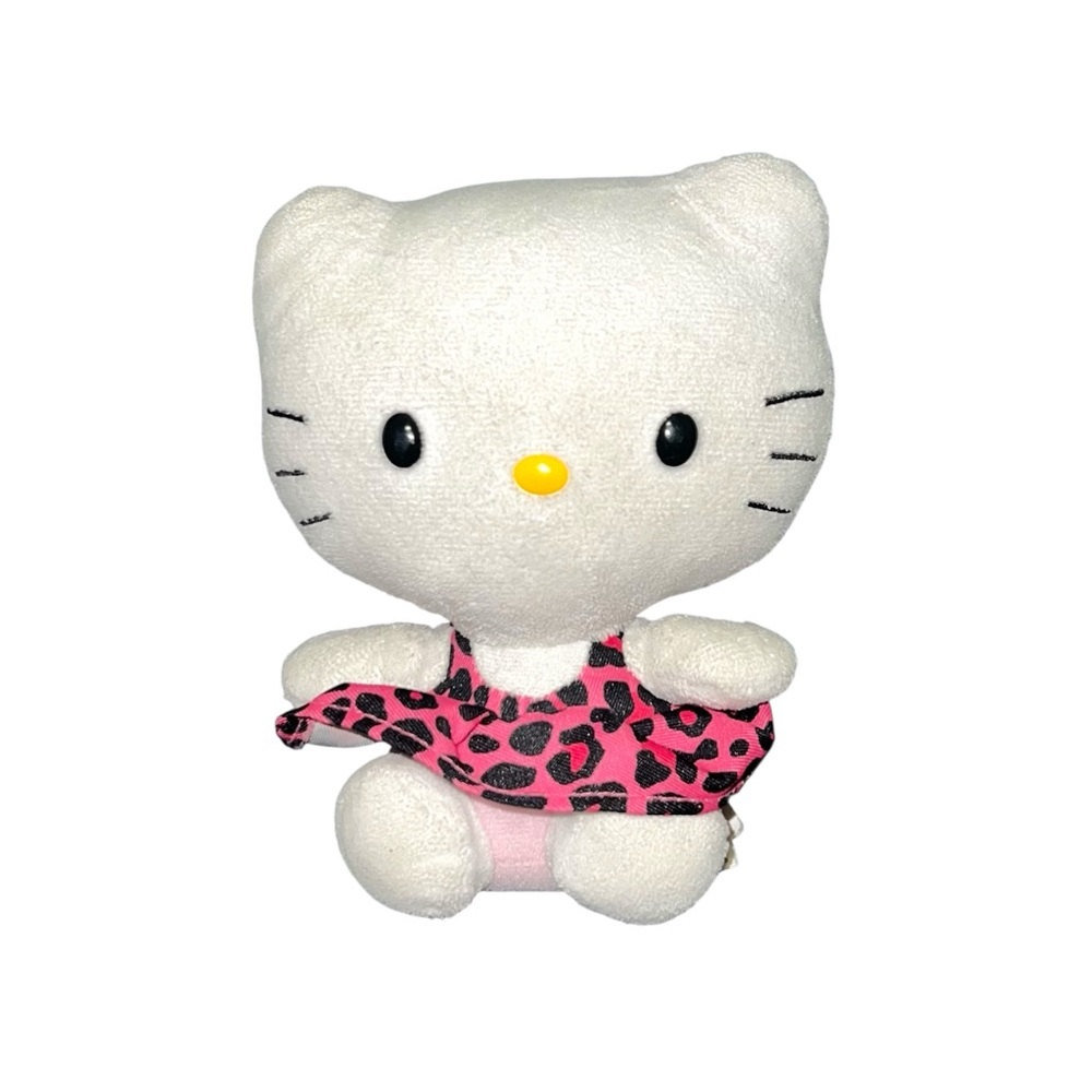 Hello Kitty Pink Leopard Print Plush 2013 Sanrio Ty Beanie Baby 6’’ Plushy Toy
